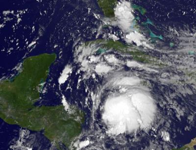 Tropical Storm Ernesto from the GOES-13 Satellite