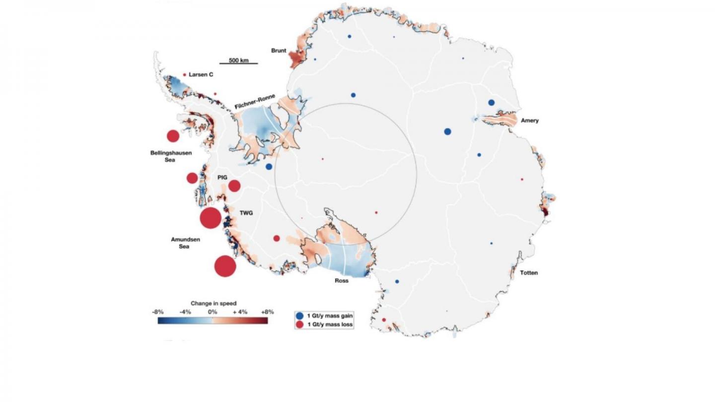 Areas of Largest Increase in Ice Flow