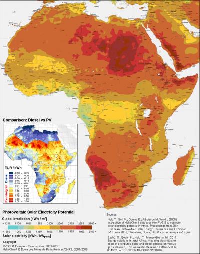 Map of Solar Electricity Potential in Africa