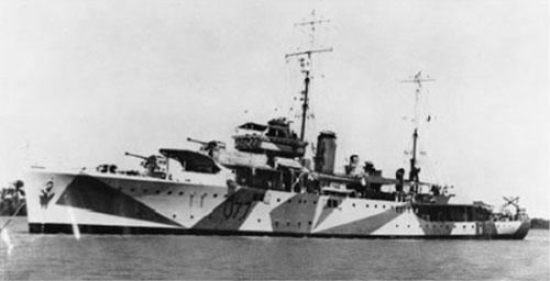Grimsby Class Sloop HMAS Yarra Painted with Dazzle Camouflage