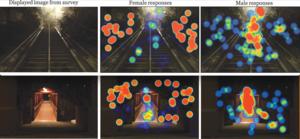 Gender-based heat map images of walking at night