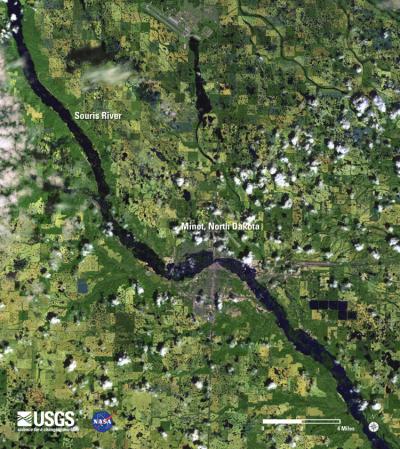 Landsat 7 Satellite Image of Flooded Minot, N.D.