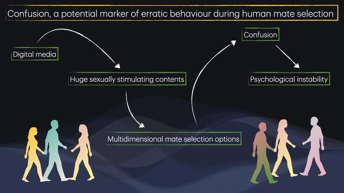 Diagram explaining the cascading effects of social media on confusion in relationships