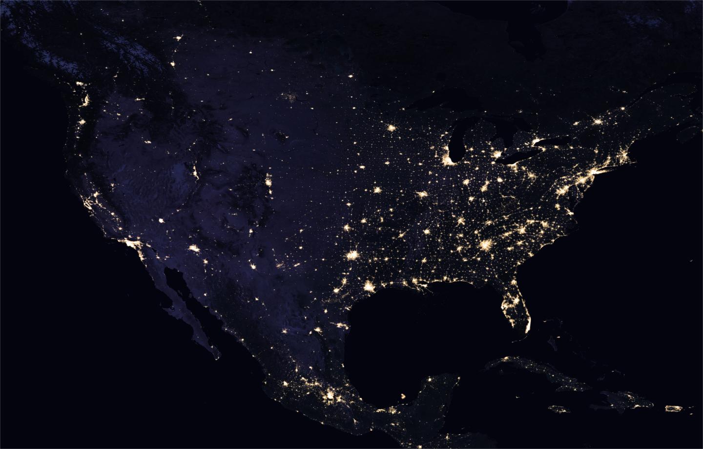 Continental US at Night -- 2016
