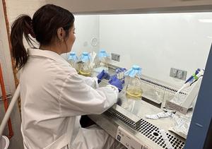 Karla Lopez working in a lab