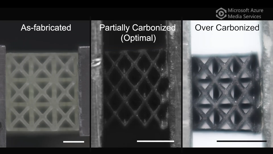 Mechanical behaviour comparison of partially carbonized structures