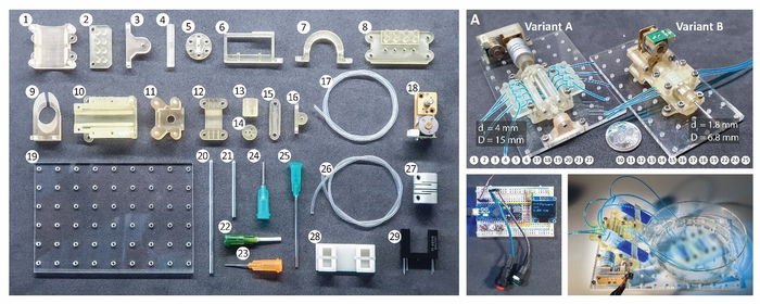 Image of the 3D-printed peristaltic pump kit.