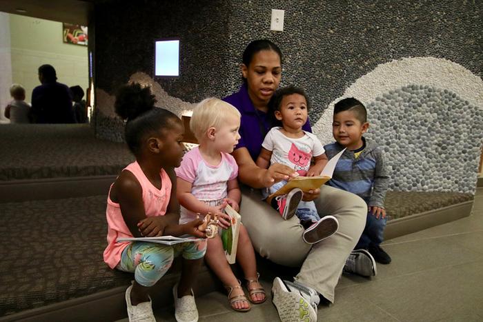 Educator with children