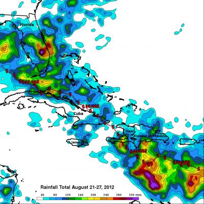 Hurricane Isaac's Rainfall Totals for the Period Aug. 21 to 27, 2012
