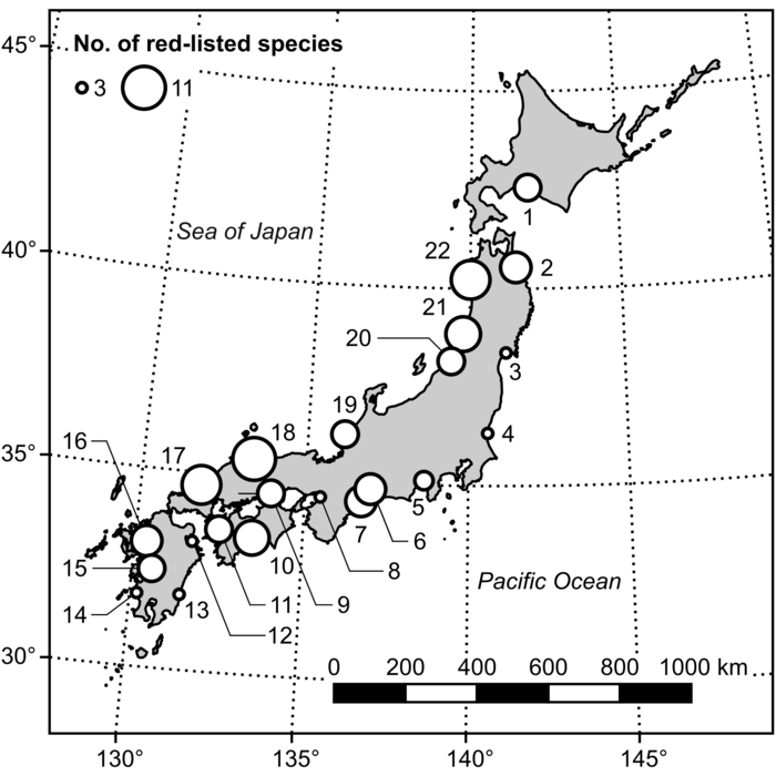 Map of estuaries in Japan sampled in this study