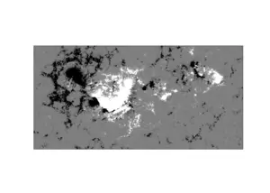 Big sunspot in magnetic field