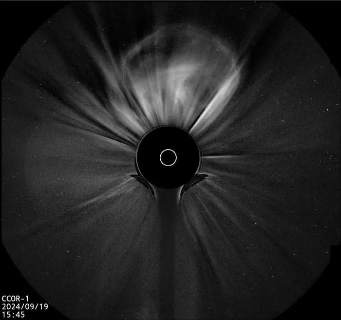 U.S. Naval Research Laboratory’s (NRL) Compact Coronagraph (CCOR) instrument  successfully collected its first images of coronal mass ejections (CMEs) on Sept. 19, 2024. (U.S. Navy photo)