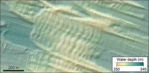 Example of corrugation ridges on the seafloor of mid - Norway.