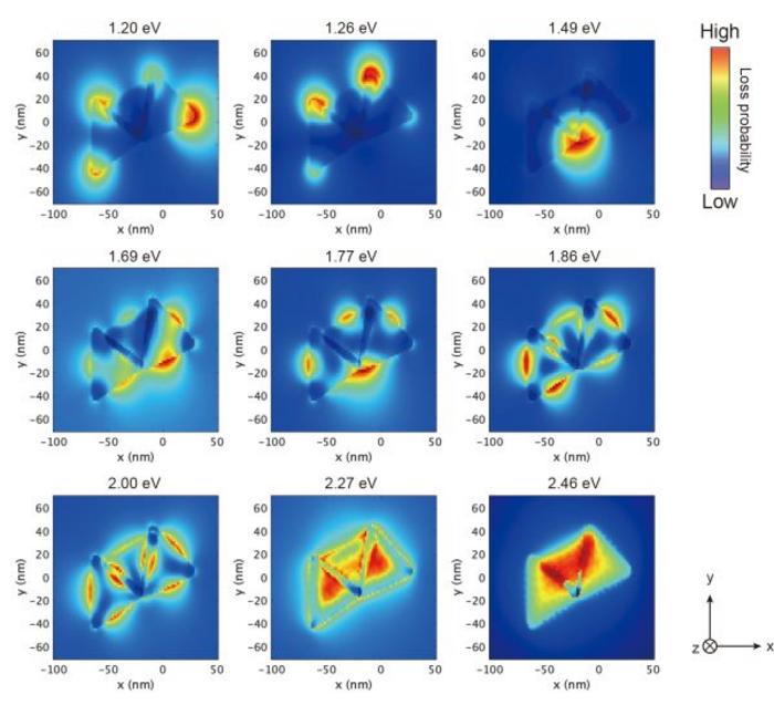 Simulated electron energy loss (EEL) maps of the proposed welded gold nanostructure