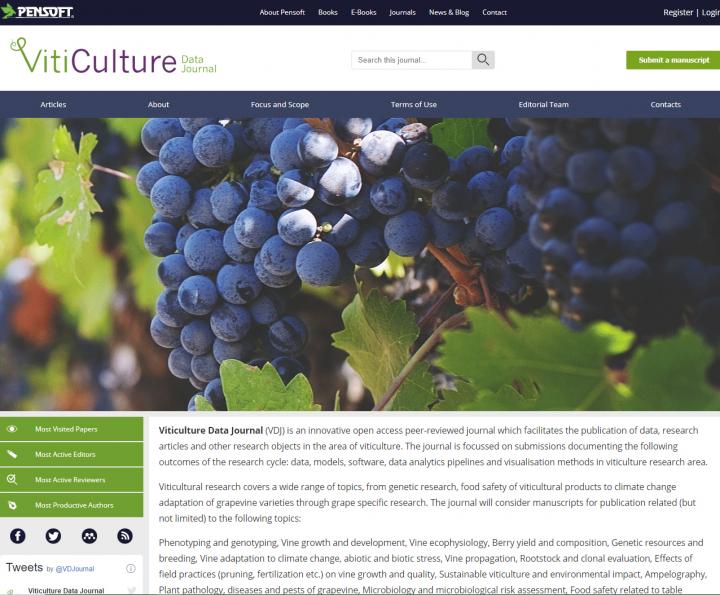 Webpage of Viticulture Data Journal