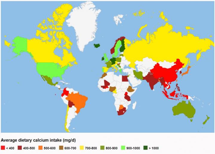 IOF  Global Map of Dietary Calcium Intake