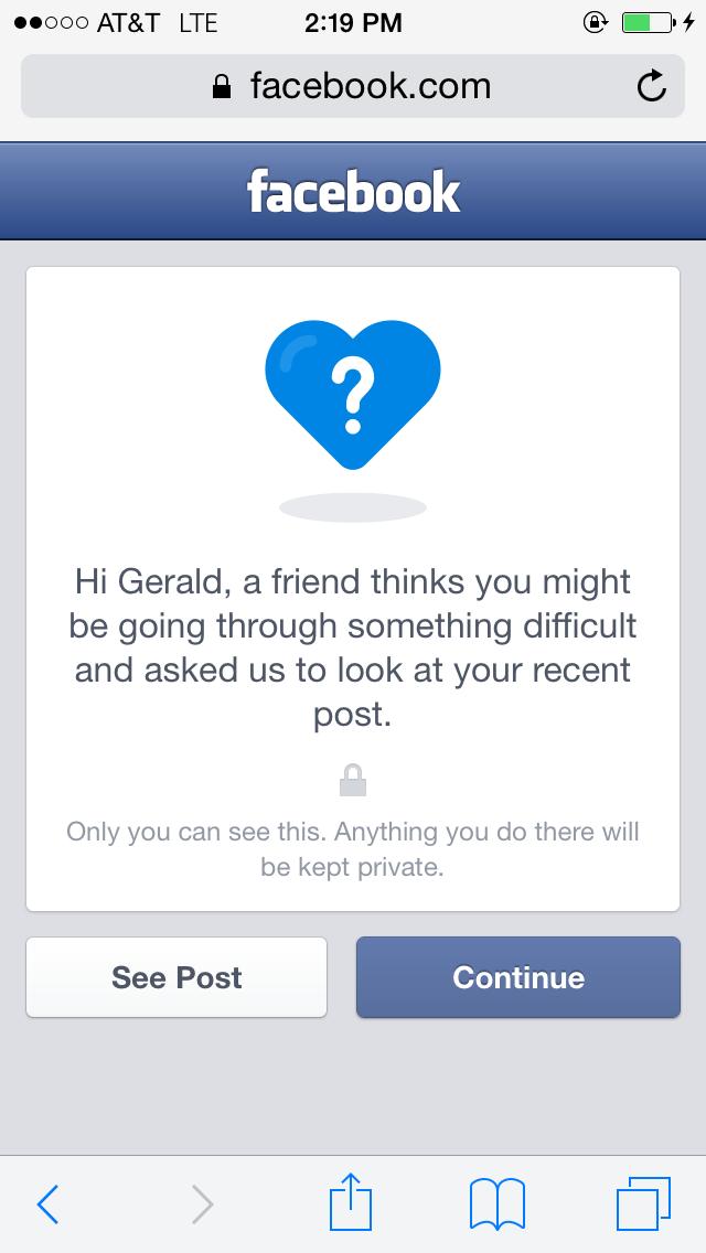 Facebook Suicide Prevention Tool Screen Shot
