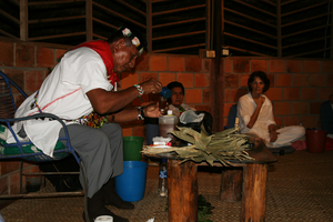 Beginning of ayahuasca healing ceremony.