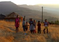 African Children in the Foothills of Drakensberg