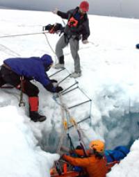 3 Scientist Perform a Crevasse Search-And-Rescue Drill
