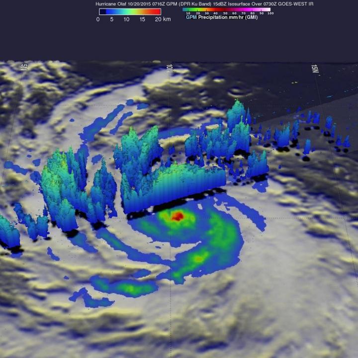 NASA's GPM Checks Rainfall Rates in Category 4 Hurricane Olaf