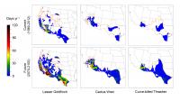 Maps of Modeled Lethal Dehydration Risk for Three Songbird Species