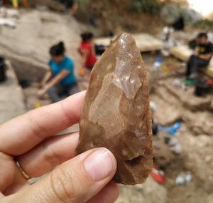 Lithic artefact from Tinshemet Cave made using technology shared by Homo sapiens and Neanderthals