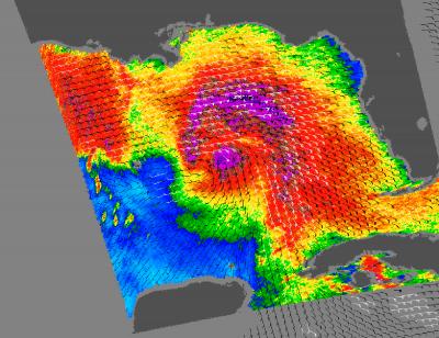 NASA's QuikScat Satellite Read Ida's Sustained Wind Speeds