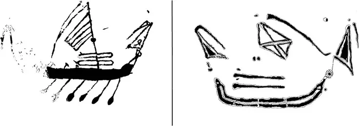 Fig. 3 Drawing of Awunbarna 1 (left) and Awunbarna 2 (right). (Drawings by Darrell Lewis, 1998.).jpg