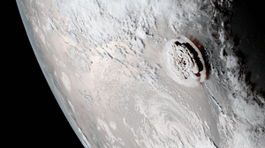 Tonga eruption from space