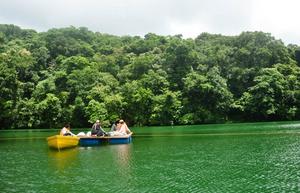 Taking samples on Lake Bulusan in the northern Philippines