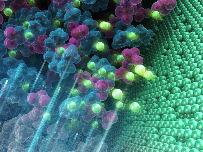 Conceptual rendering of the plating and stripping reaction of the lithium metal electrode