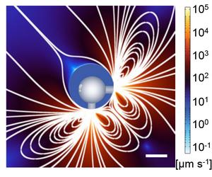 Flow Patterns Made By an Acoustic Hydrogel Microrobot