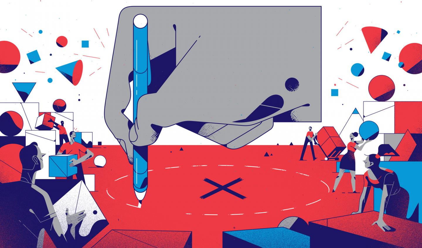 Illustration of a Hand Drawing a Circular Boundary