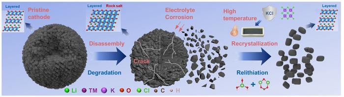The schematic diagram of degradation and regeneration of S-NCM
