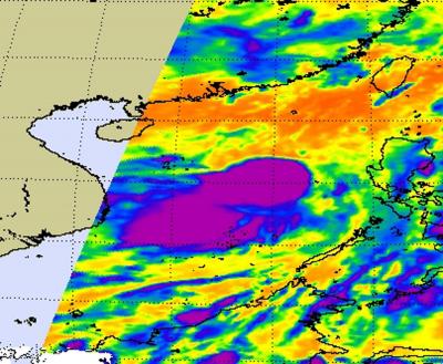 NASA Infrared View of Tropical Cyclone Conson's Cloudtop Temperatures