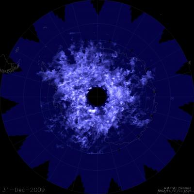AIM Image of Noctilucent Cloud Cover Above the Southern Pole