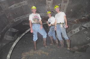 Miners at the bottom of the Homestake Mine in South Dakota