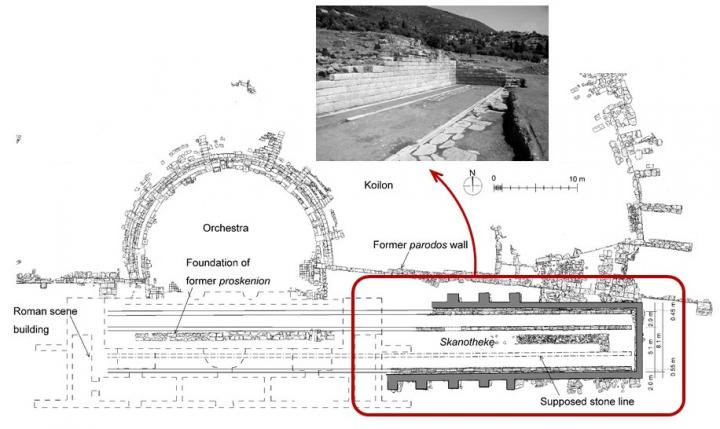 2D plan and photo of the Messene Theater