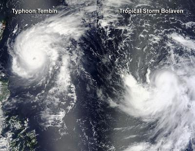 Typhoon Tembin and Tropical Storm Bolaven