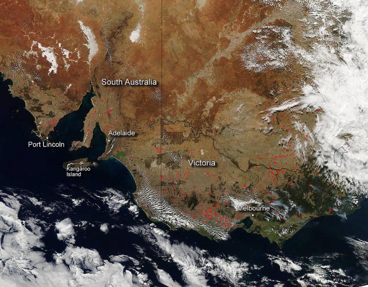 Aqua Image of Fires in Australia