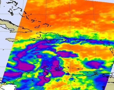 NASA Infrared Image Shows Scattered Convection in Depression Tomas