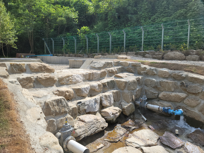 Panoramic view of the sand dam (in dry seasons)