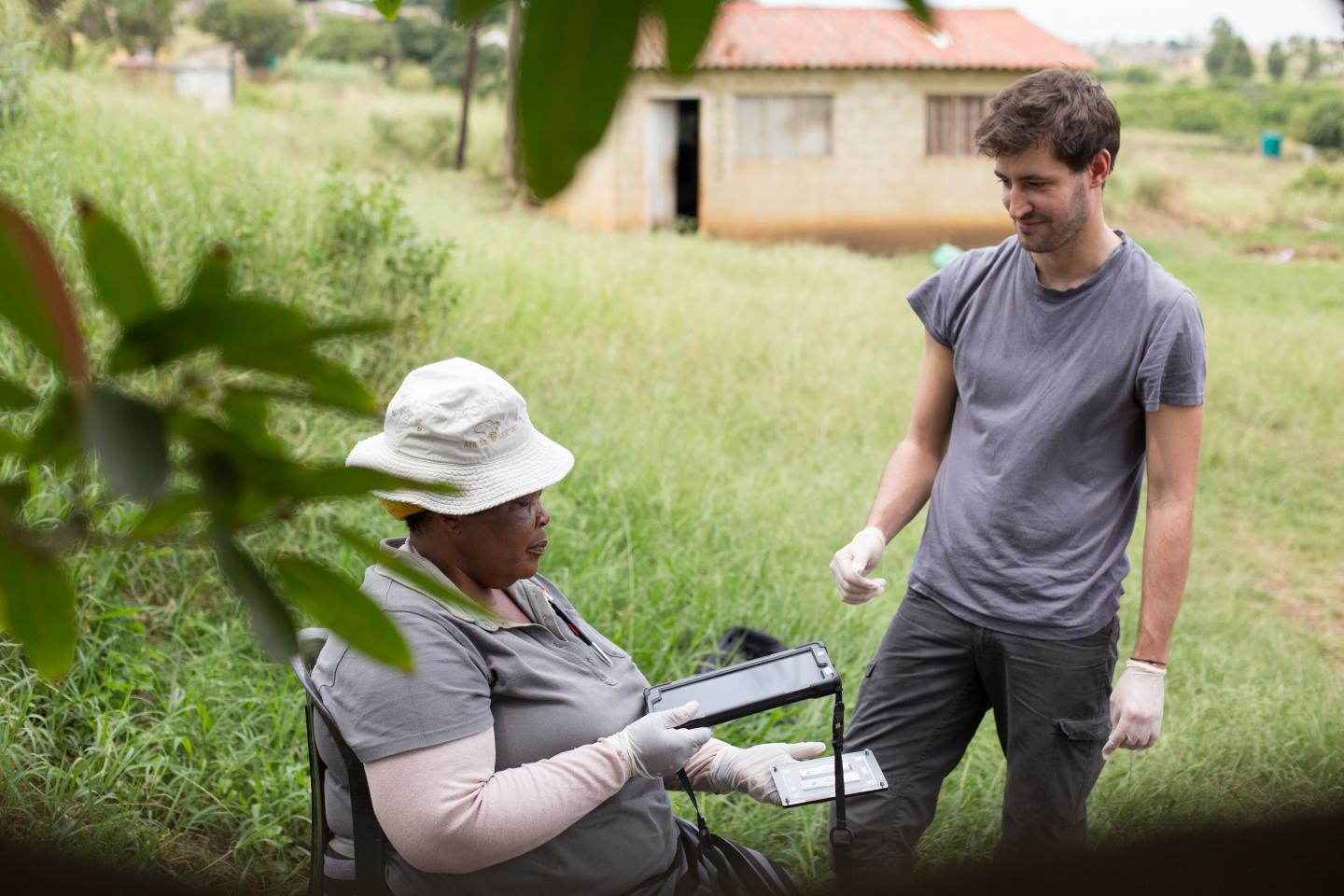 Africa Health Research Institute fieldworkers testing the app with research participants in northern KwaZulu-Natal, South Africa.