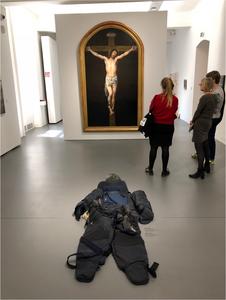 Members of the curatorial staff at Dom Museum Wien and researchers from the University of Vienna, Faculty of Psychology examine artworks from the exhibition "Show Me Your Wound" (Zeig mir deine Wunde; J. Schwanberg and K. Speidel, curators; Dom Museum Wie