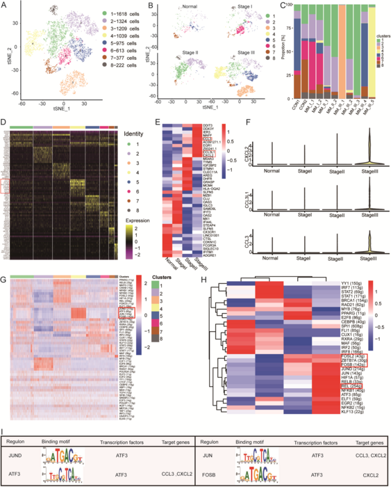 Differential expression analysis of single-cell RNA-Seq data in monocytes across R-ISS stages.