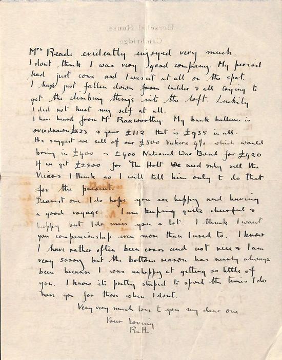 Final page of letter from Ruth Mallory to George Mallory, 3 March 1924