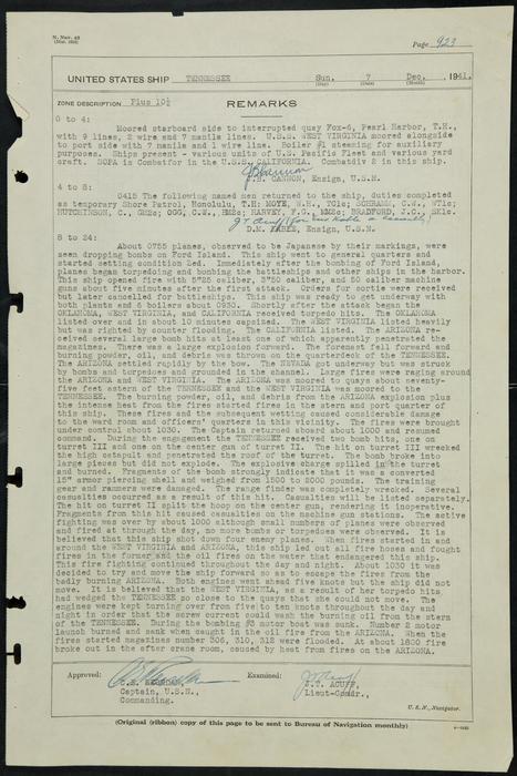 Logbook from USS Tennessee