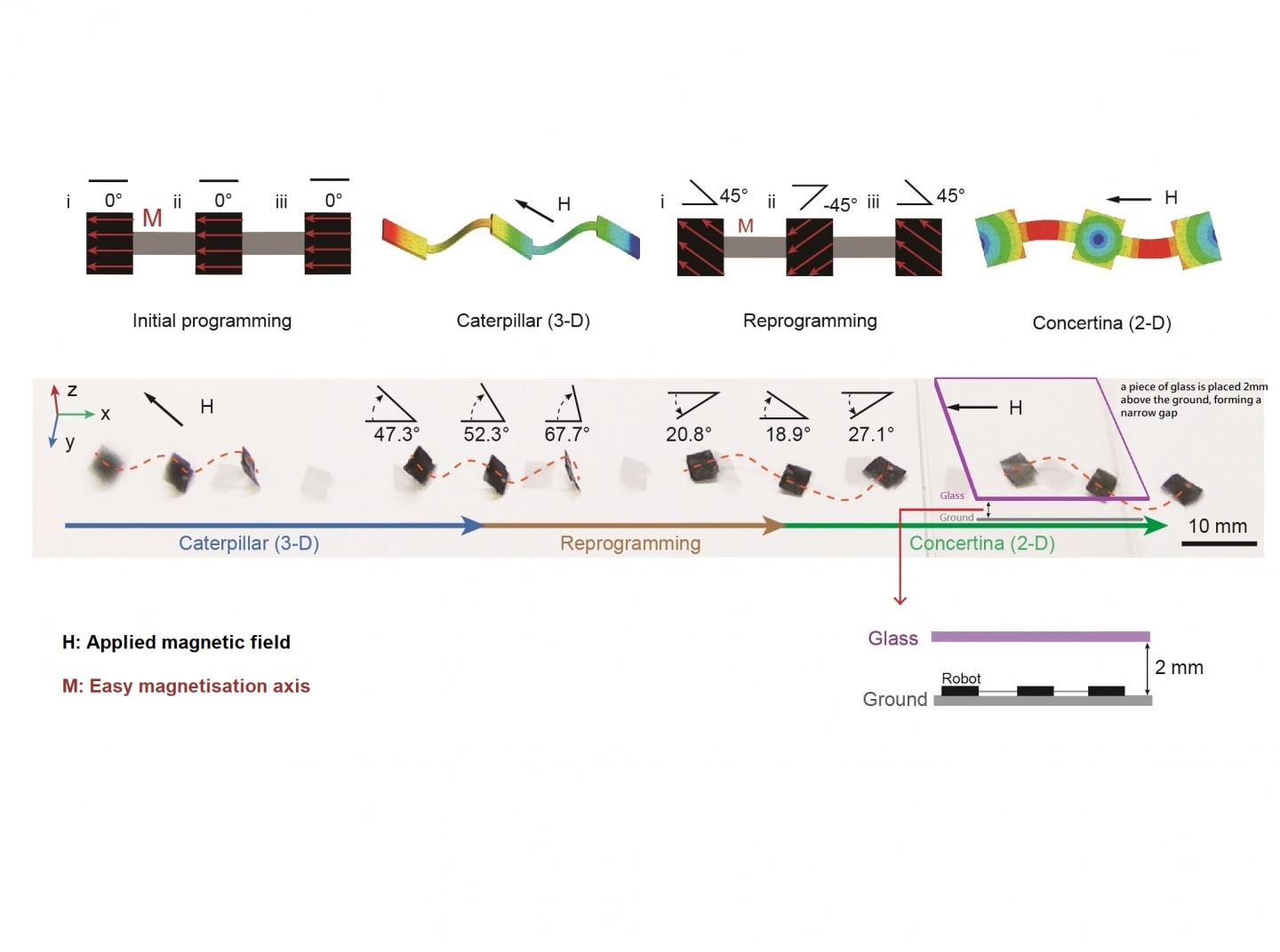 On-demand reprogramming to change millirobot's locomotion mode
