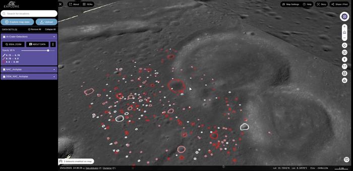 Identifying lunar features with EXPLORE Machine Learning tools